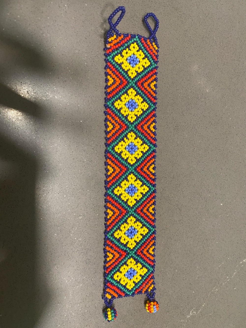 Handmade Beaded Bracelet with Bright Geometric Pattern